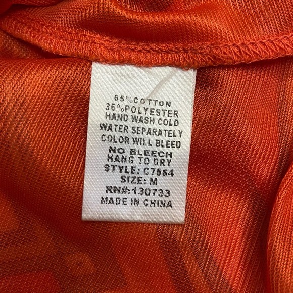 Umgee Size Med Boomerang‎ Knee Length Dress Orange Blue Fringe Trim Split Sleeve - Picture 6 of 10